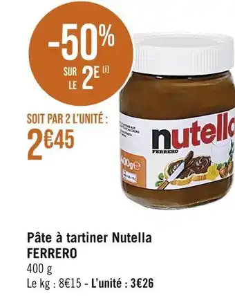 Casino Supermarchés Ferrero pâte à tartiner nutella offre