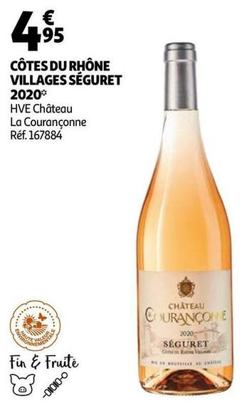 Auchan Château la courançonne côtes du rhône villages séguret 2020 offre