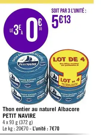 Petit navire thon entier au naturel albacore