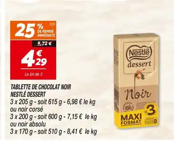 Netto Nestlé dessert tablette de chocolat noir offre