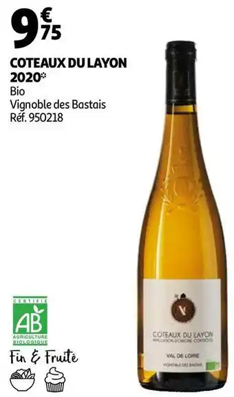 Auchan Vignoble des bastais coteaux du layon 2020 offre