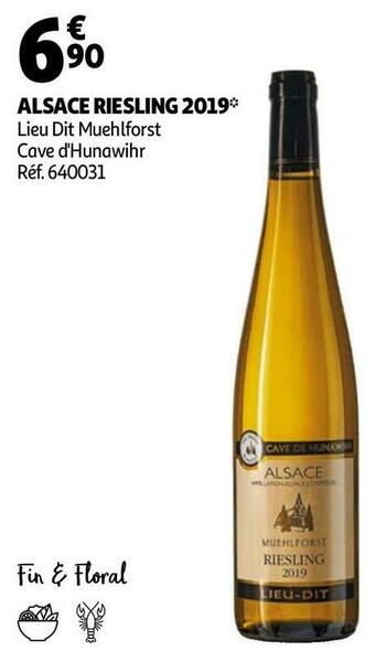 Auchan Cave d'hunawihr alsace riesling 2019 offre