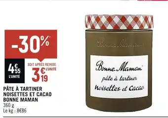 Spar Bonne maman pâte à tartiner noisettes et cacao offre