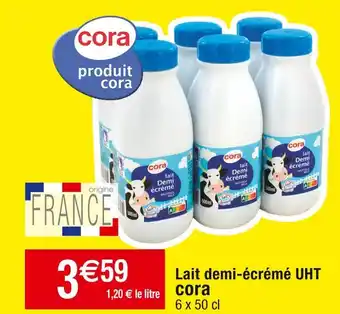 Cora x Carrefour Cora lait demi-écrémé uht offre