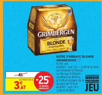 Intermarché Grimbergen bière d'abbaye blonde offre