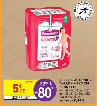 Intermarché Pommette culotte autonomy taille 6 +16kg x18 offre