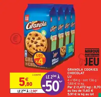 Intermarché Lu granola cookies chocolat offre