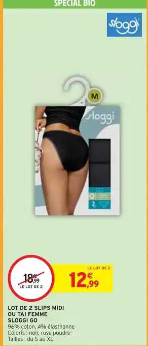 Intermarché Sloggi go lot de 2 slips midi ou tai femme offre