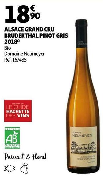 Auchan Domaine neumeyer alsace grand cru bruderthal pinot gris 2018 offre
