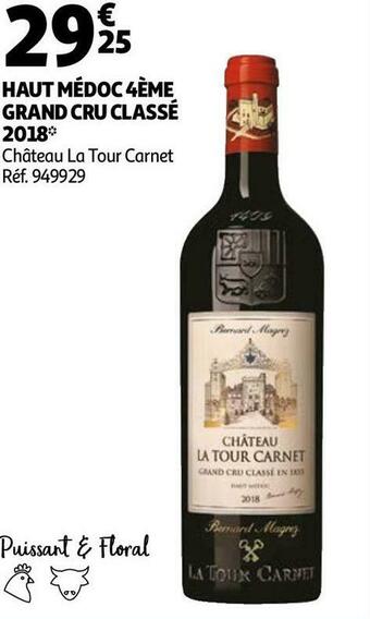 Auchan Château la tour carnet haut médoc 4ème grand cru classé 2018 offre