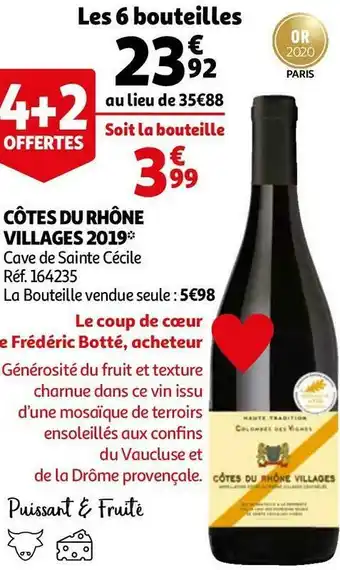 Auchan Côtes du rhône villages 2019 offre