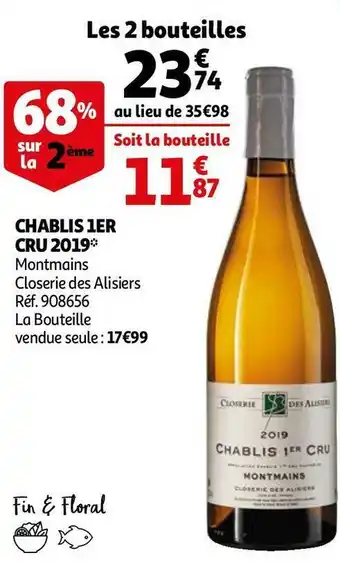 Auchan Montmains chablis 1er cru 2019 offre