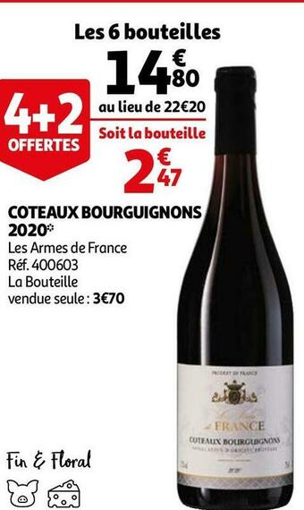 Auchan Les armes de france coteaux bourguignons 2020 offre
