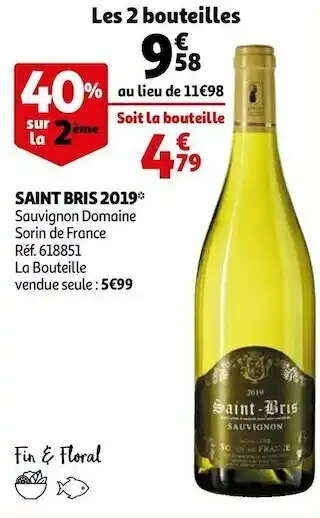 Auchan Domaine sorin de france saint bris 2019 offre