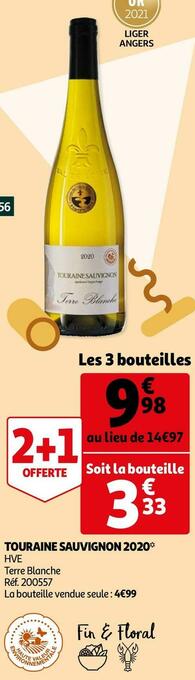 Auchan Terre blanche touraine sauvignon 2020 offre