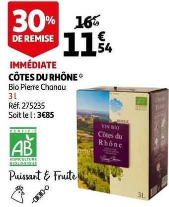 Auchan Pierre chanau côtes du rhône offre