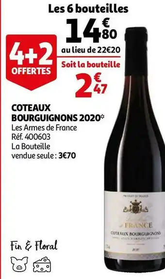 Auchan Les armes de france coteaux bourguignons 2020 offre