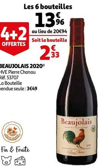 Auchan Pierre chanau beaujolais 2020 offre