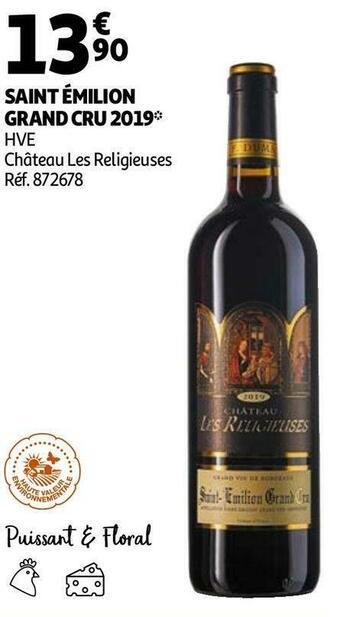 Auchan Château les religieuses saint émilion grand cru 2019 offre