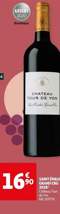 Auchan Château tour de yon saint émilion grand cru 2018 offre