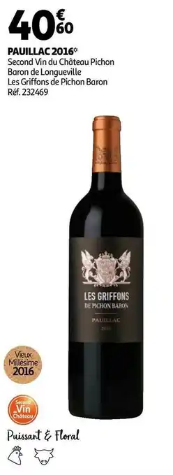 Auchan Château pichon baron de longueville pauillac 2016 offre