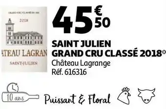 Auchan Château lagrange saint julien grand cru classé 2018 offre