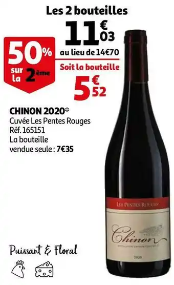 Auchan Cuvée les pentes rouges chinon 2020 offre