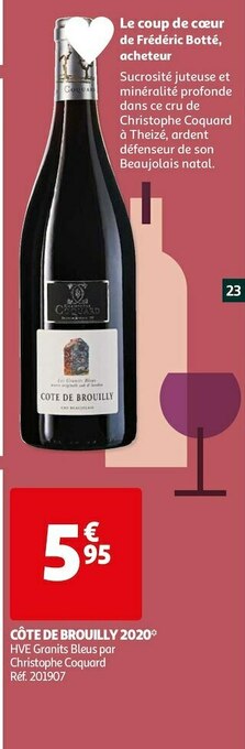 Auchan Christophe coquard côte de brouilly 2020 offre