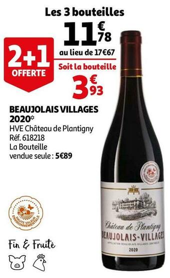 Auchan Château de plantigny beaujolais villages 2020 offre