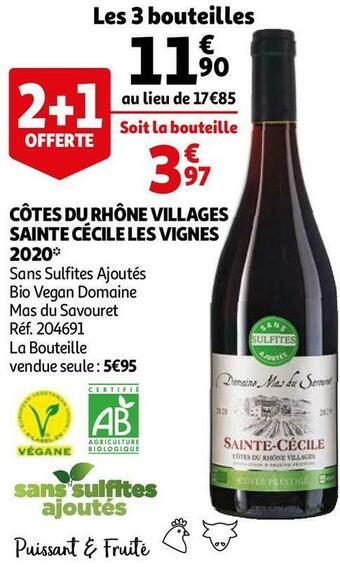 Auchan Domaine mas du savouret côtes du rhône villages sainte cécile les vignes 2020 offre