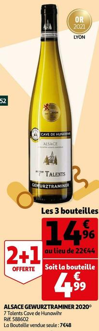 Auchan Cave de hunawihr alsace gewurztraminer 2020 offre