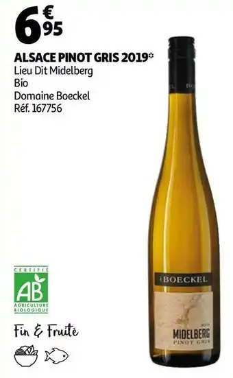 Auchan Lieu dit midelberg alsace pinot gris 2019 offre