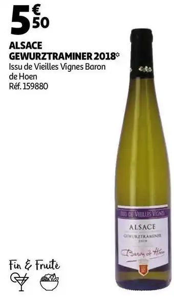 Auchan Baron de hoen alsace gewurztraminer 2018 offre