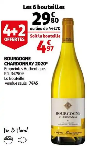 Auchan Empreintes authentiques bourgogne chardonnay 2020 offre