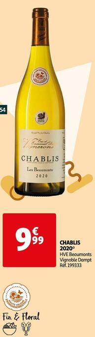 Auchan Vignoble dampt chablis 2020 offre