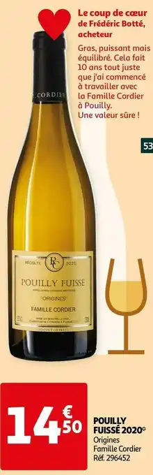 Auchan Famille cordier pouilly fuissé 2020 offre