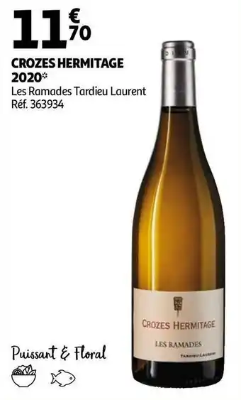 Auchan Tardieu laurent crozes hermitage 2020 offre