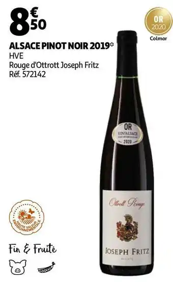 Auchan Alsace pinot noir 2019 offre
