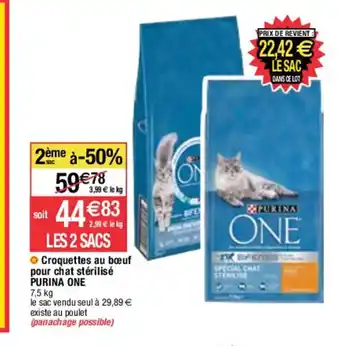 Migros LES 2 SACS Croquettes au bœuf pour chat stérilisé PURINA ONE offre