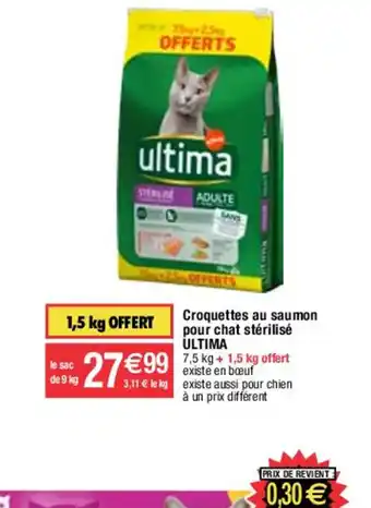 Migros Croquettes au saumon pour chat stérilisé ULTIMA offre