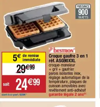BESTRON Croque gaufre 3 en 1 réf. ASG90XXL