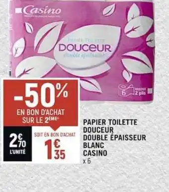 Casino Shop PAPIER TOILETTE DOUCEUR DOUBLE ÉPAISSEUR BLANC CASINO offre