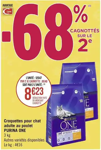 Casino Supermarchés Croquettes pour chat adulte au poulet PURINA ONE offre