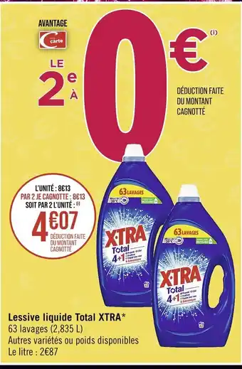 Casino Supermarchés Lessive liquide Total XTRA* offre
