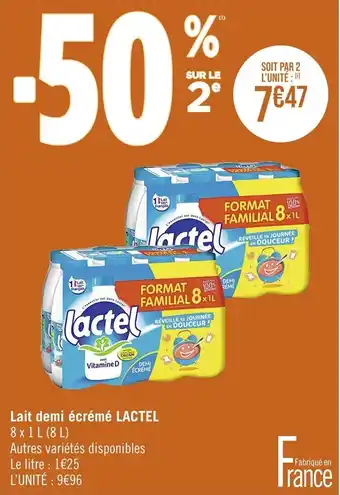 Casino Supermarchés Lait demi écrémé LACTEL offre
