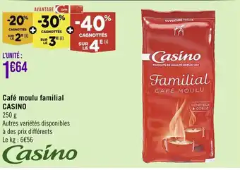 Casino Supermarchés Café moulu familial CASINO offre
