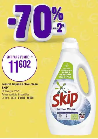 Casino Supermarchés Lessive liquide active clean SKIP* offre