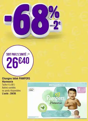 Casino Supermarchés Changes bébé PAMPERS Harmonie offre