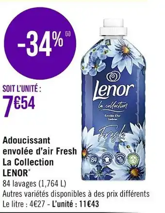 Casino Supermarchés Adoucissant envolée d'air Fresh La Collection LENOR* offre