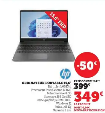 Hyper U ORDINATEUR PORTABLE 15,6" offre